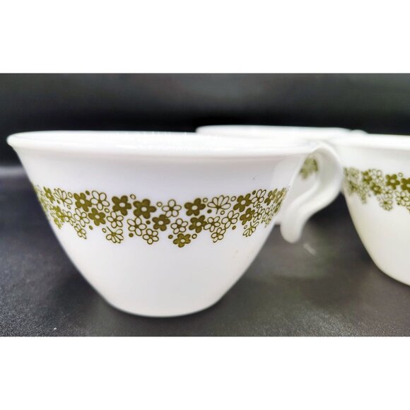 Coffee Cups Spring Blossom Green Crazy Daisy Corning Ware Vintage Lot of 3 - Picture 9 of 16